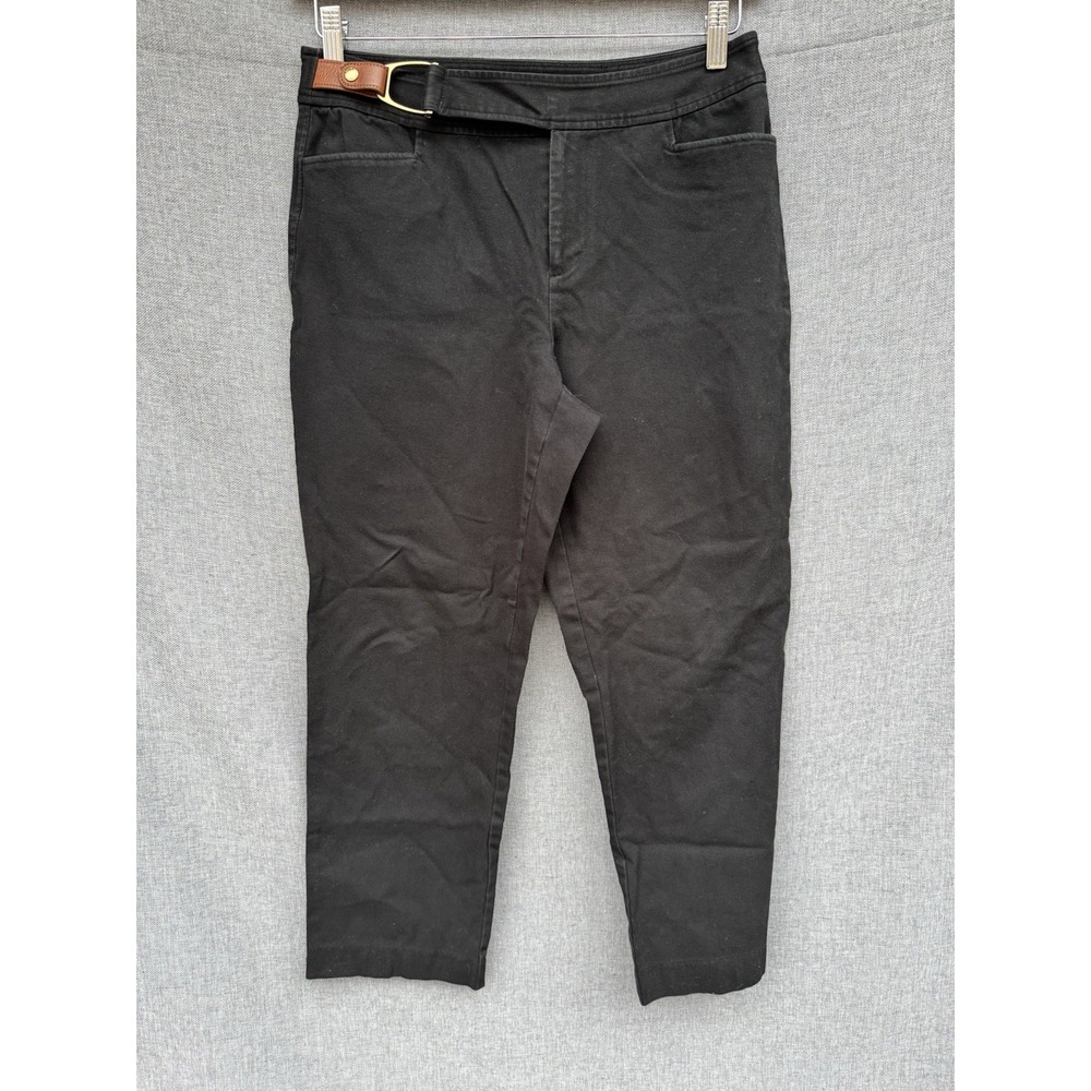 Lauren Ralph Lauren Women's Black Jeans Sz‎ 10P  Leather/Gold Buckle Equestrian